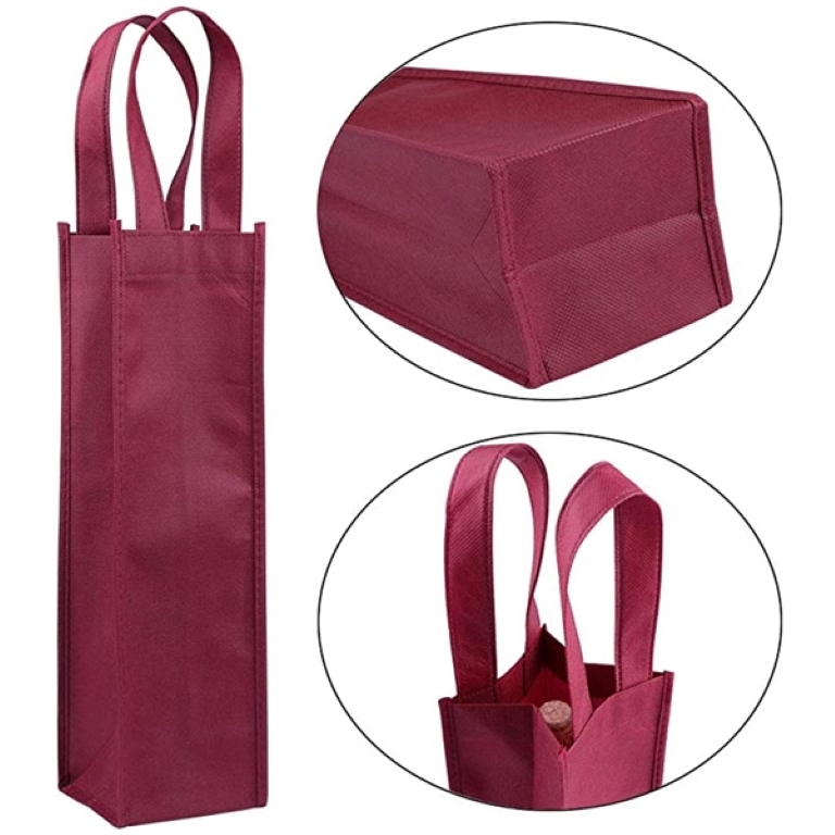 Non Woven Single Bottle Wine Tote Bag 1