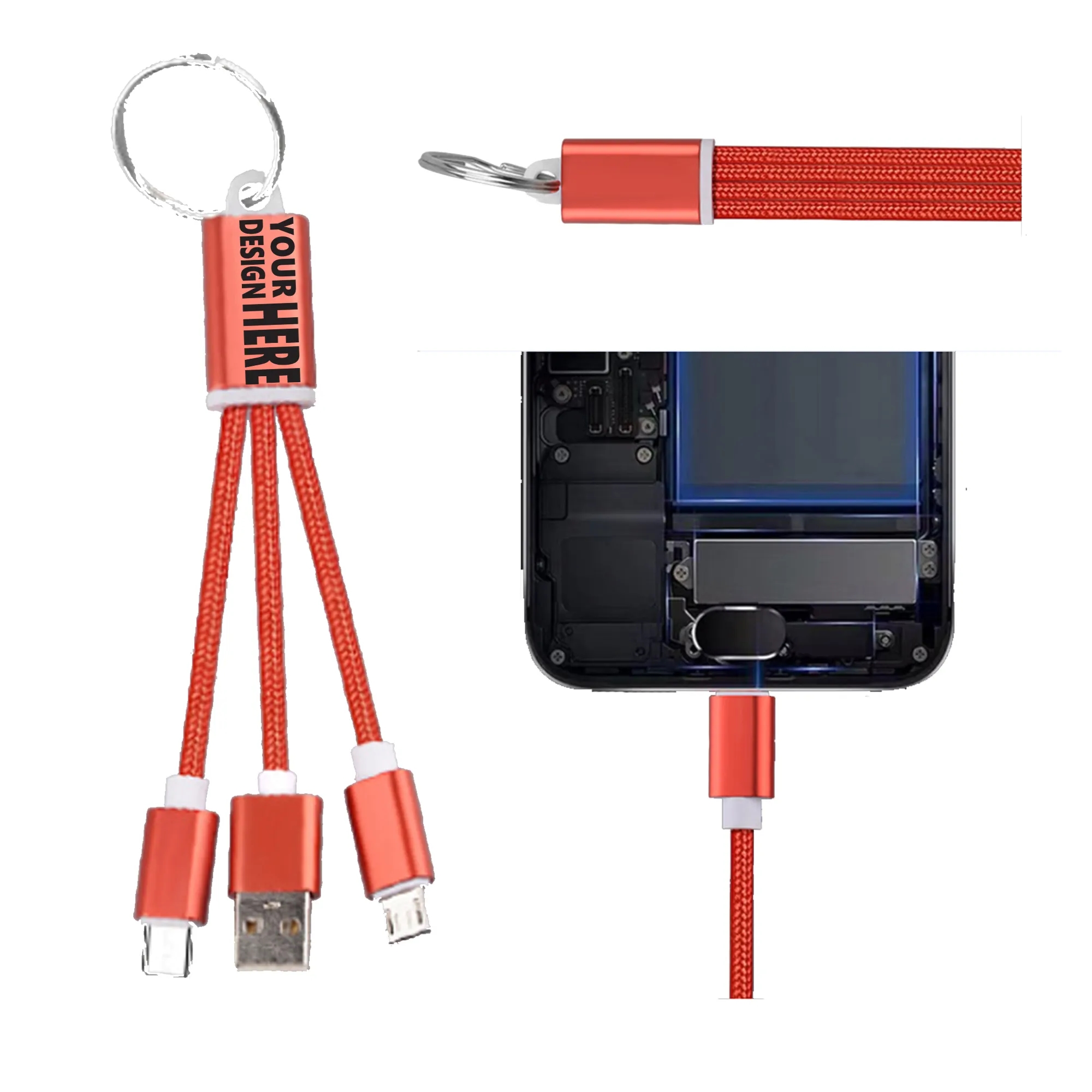 2-In-1 Charging Cable With Key Chain 2