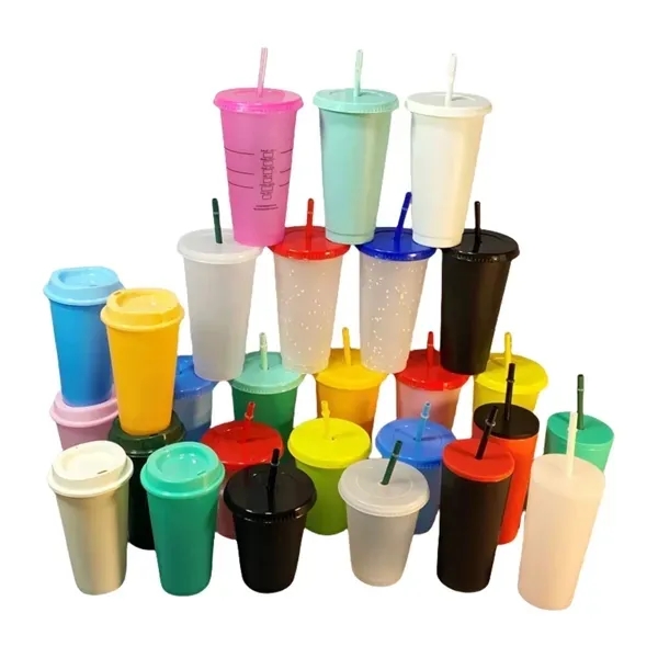 24oz Color Changing Reusable Plastic Cups 1