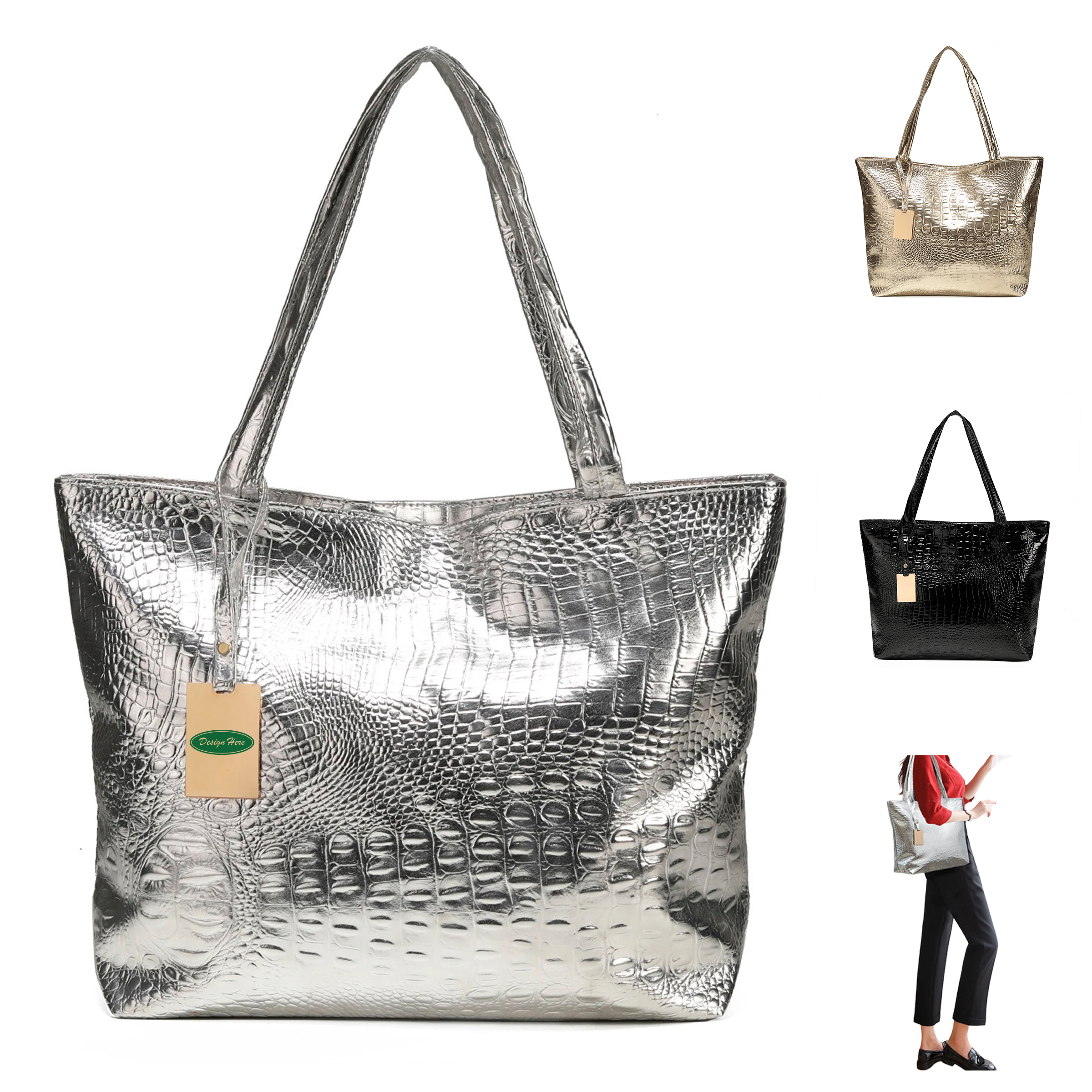 Crocodile-Pattern PU Tote ?C Elegant & Durable 5