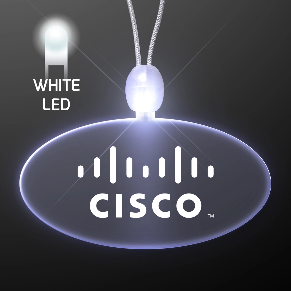 Light Up Promotional Acrylic Oval Necklace with LED 6
