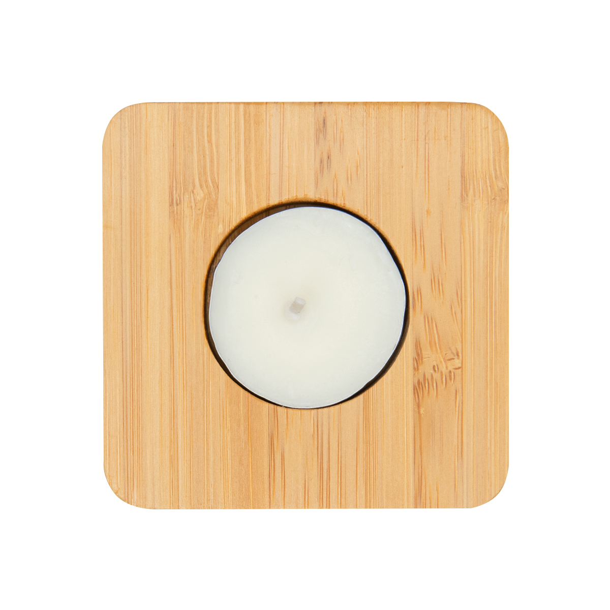 Bamboo Tea Light Candle Holder With Candle 1