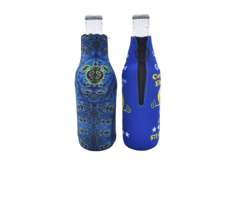 Collapsible Sublimated Neoprene Bottle Cooler, custom koozie with logo imprint 5