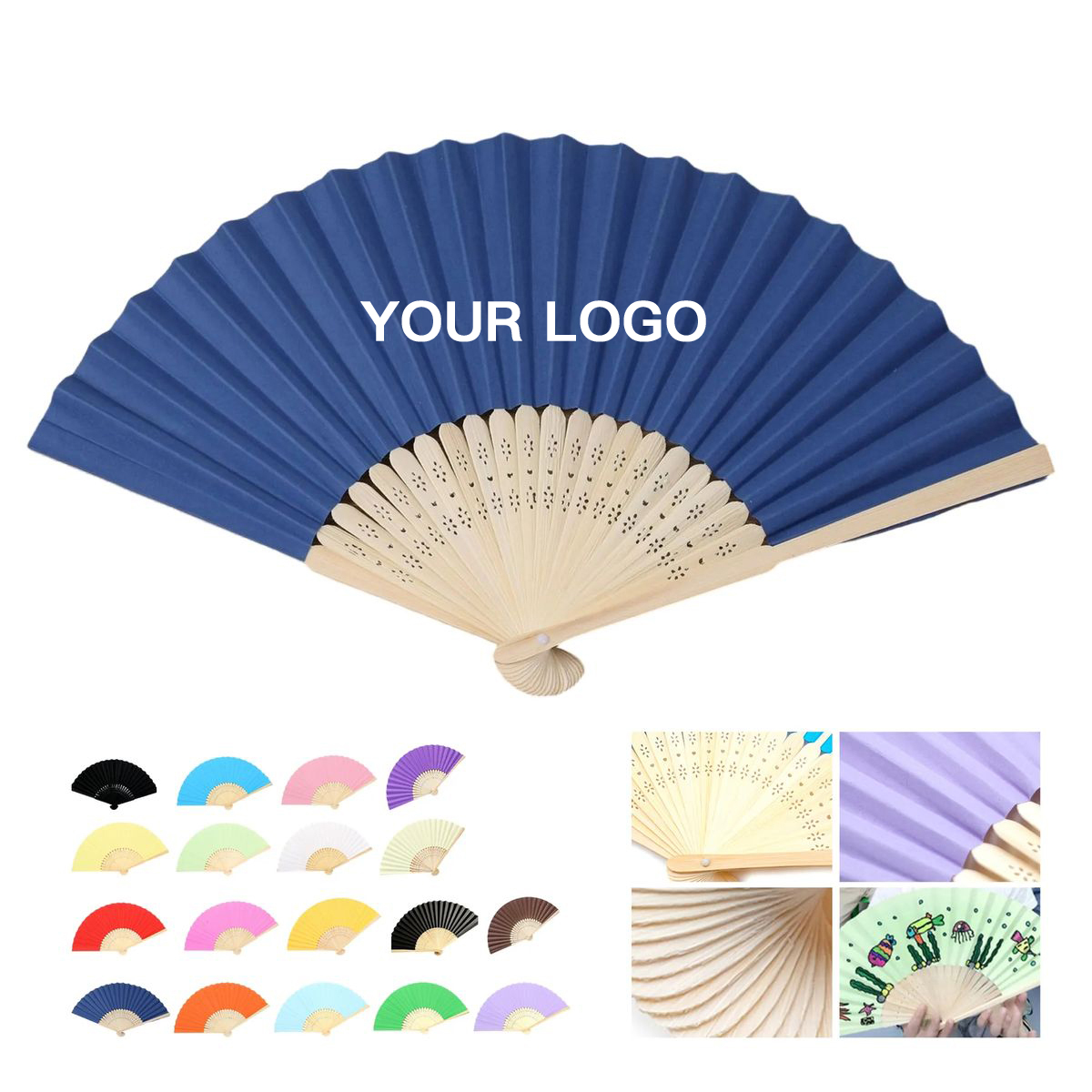 Custom Printed Bamboo Paper Folding Fan 2