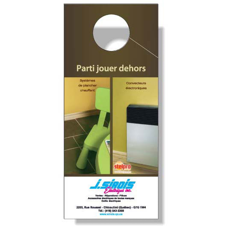 .020 White PVC Plastic Door & Shower Hanger (3.5"x8"), Full Colour