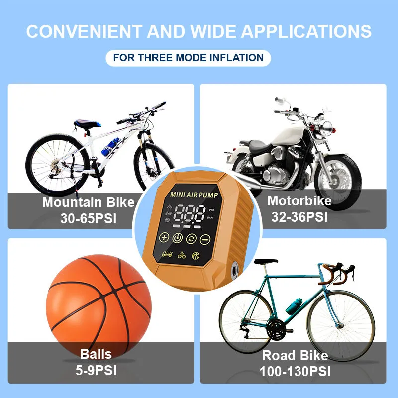150 PSI Portable Mini Air Pump with LED Light 2