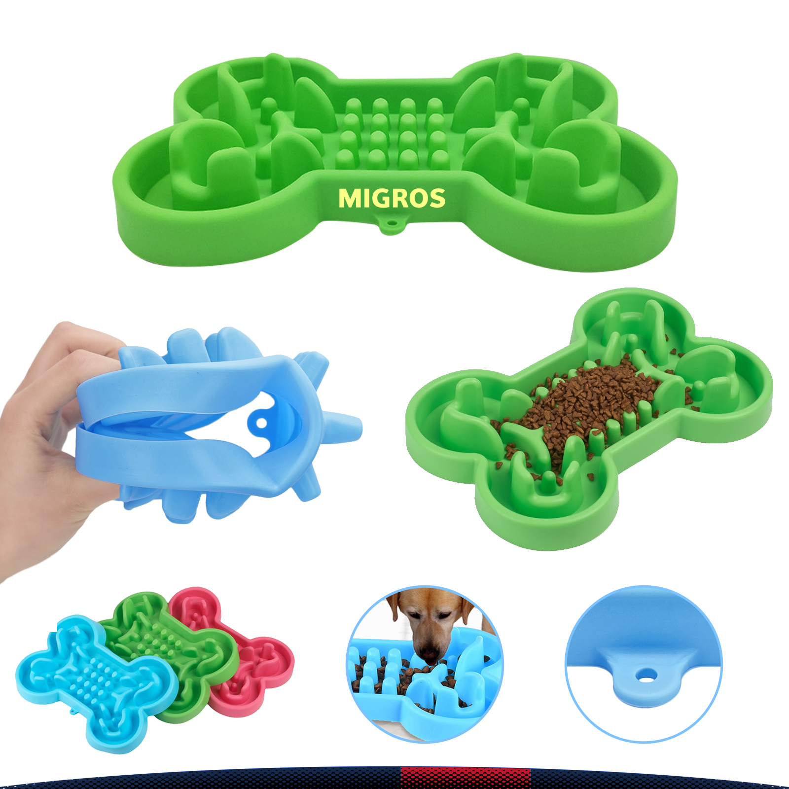 Bone Shape Slow Feeder Pet Bowl 4
