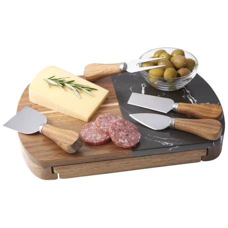 Black Marble Cheese Board Set with Knives 40