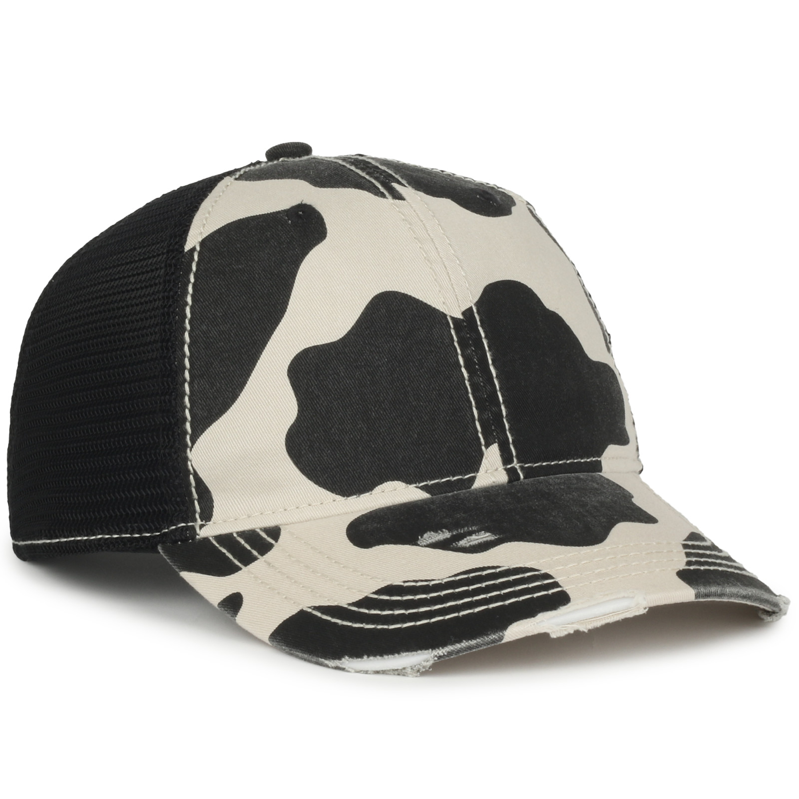 Printed Distressed Cap w/Tea-Stained Mesh 2