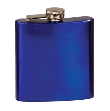6oz Stainless Steel Flask - Glossy Blue, custom water bottle with logo imprint 2