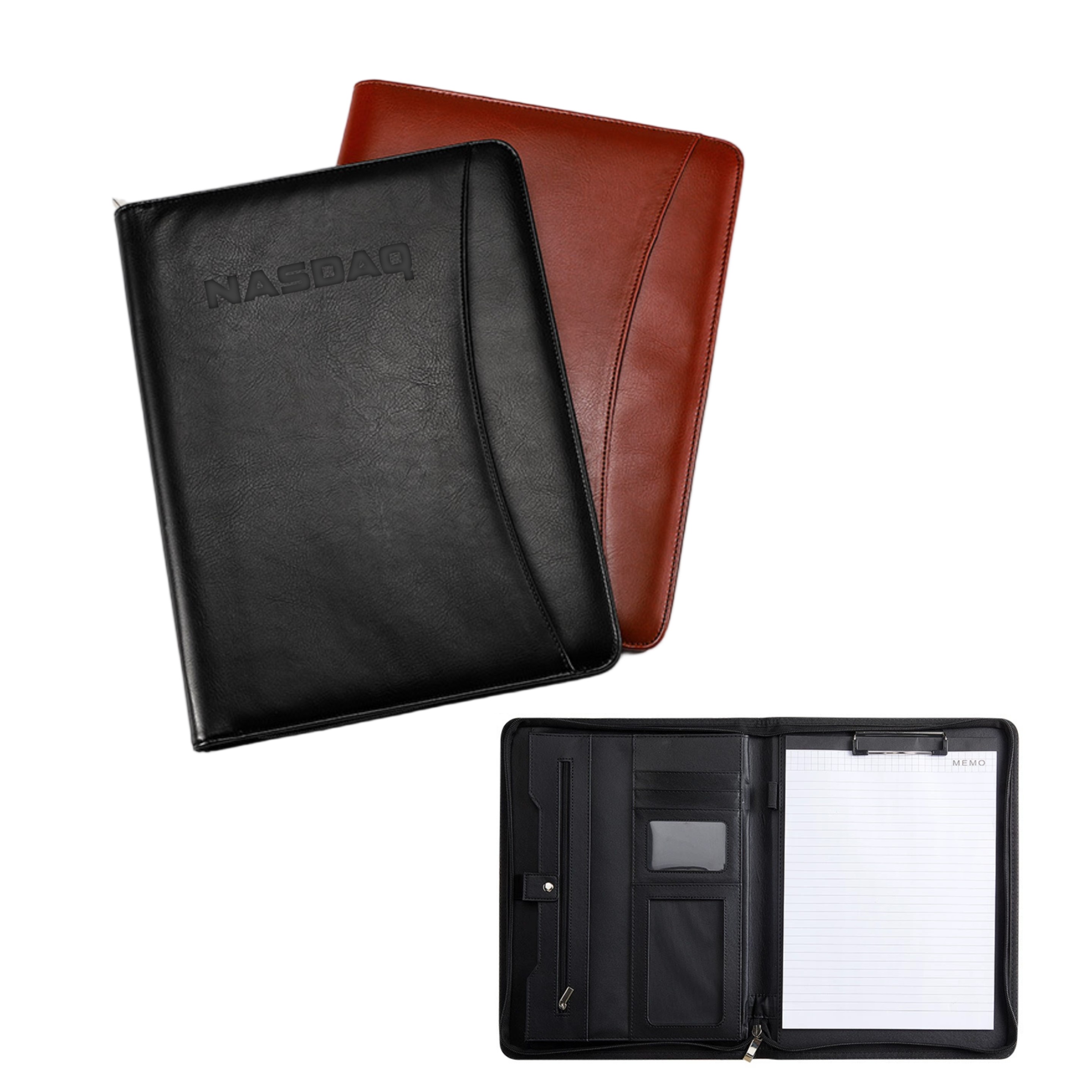 Vegan Leather Business Padfolio with Zipper - OCEAN 2