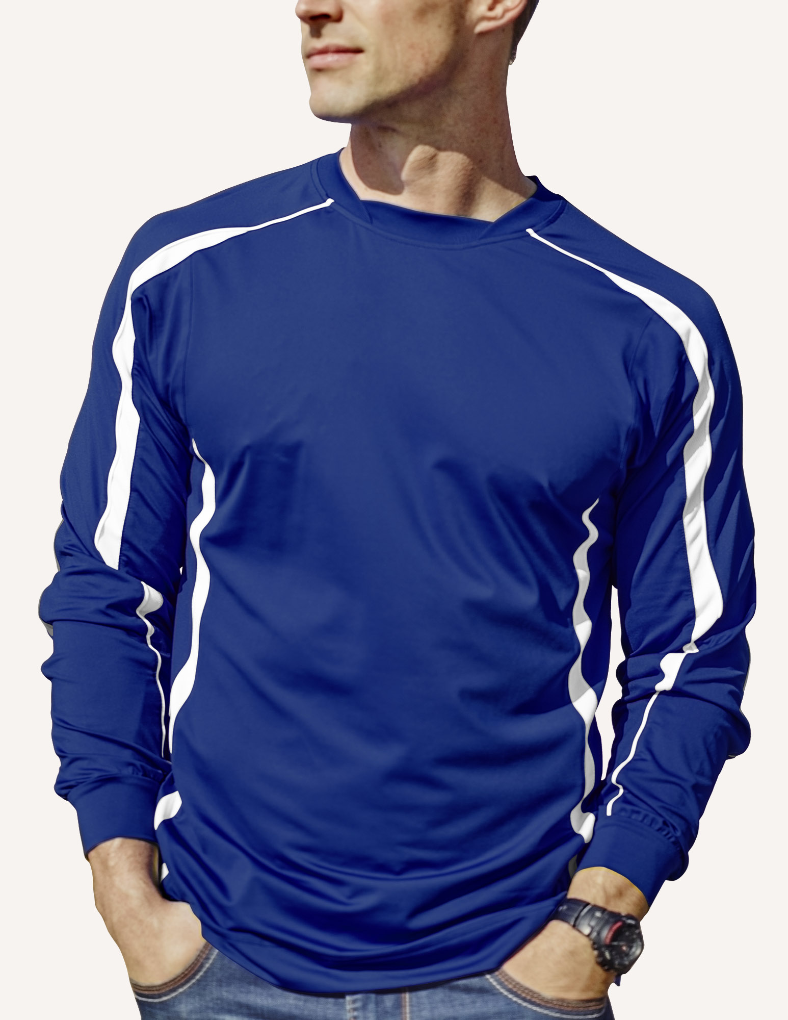 Men's Allsport Long Sleeve Double Crescent Crew Neck Shirt 11