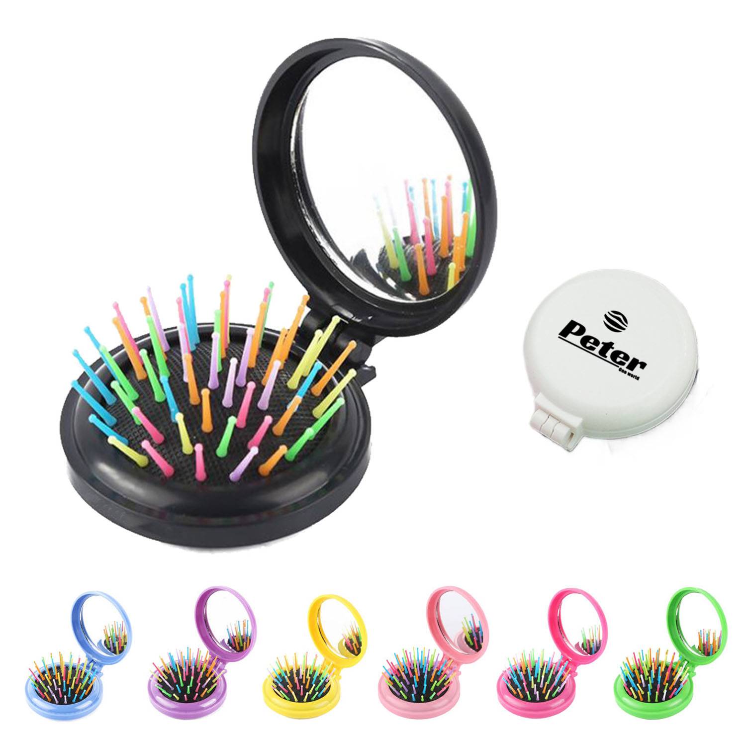 Mini 2-in-1 Plastic Pop-Up Mirror Brush