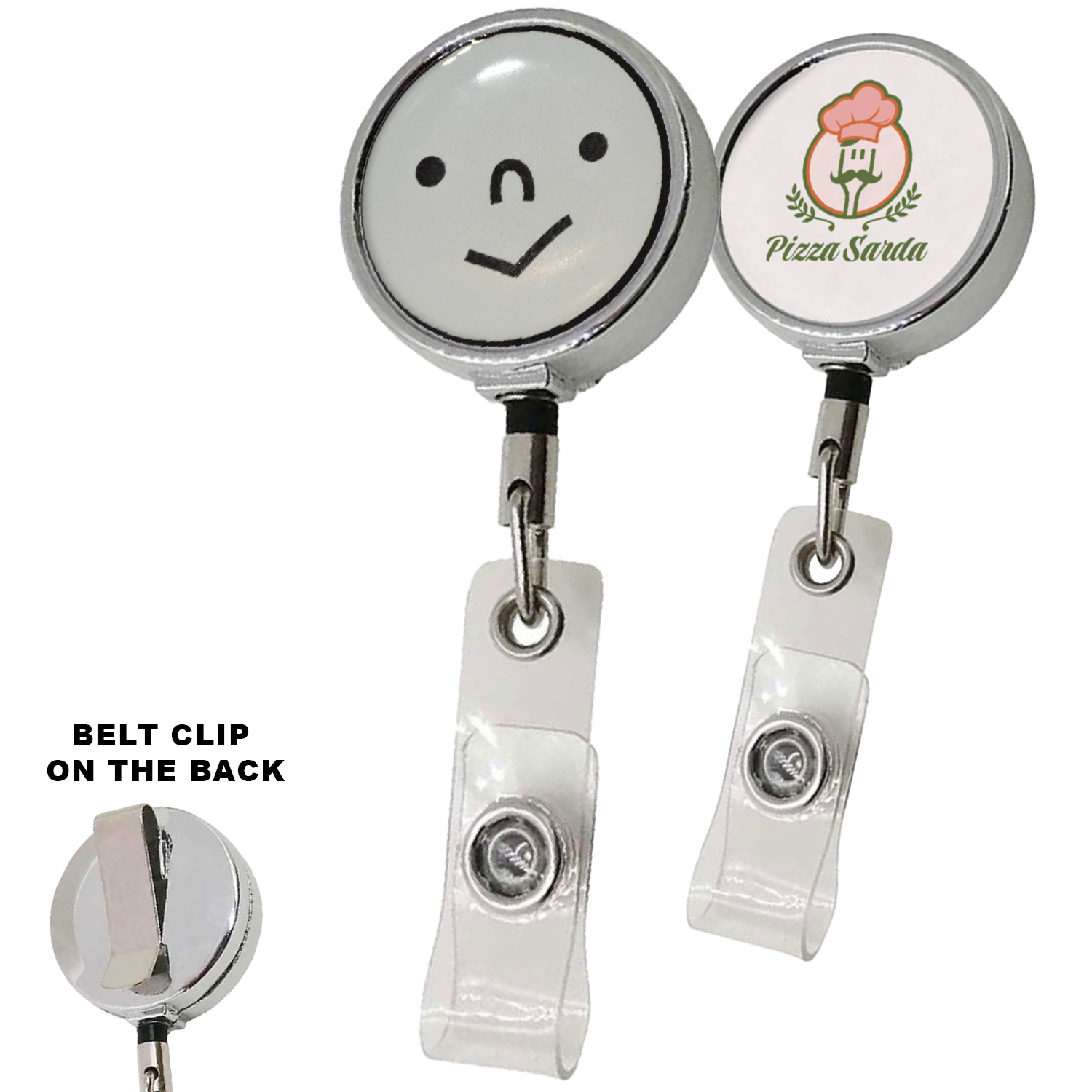 Zinc Alloy Big Logo Round Badge Reel Holder w/ Belt clip 1