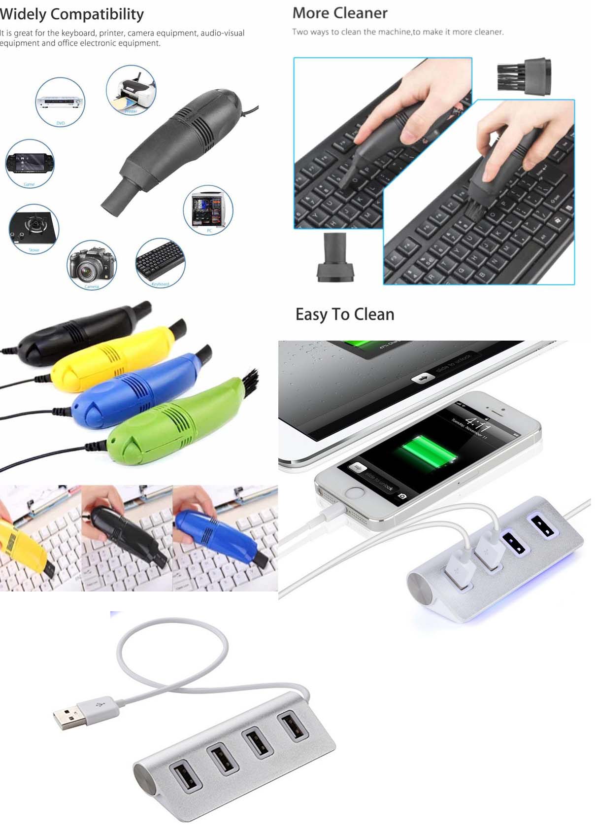 iBank ® 4 Port USB 3.0 Premium Aluminum Hub + USB Vacuum Cleaner 1