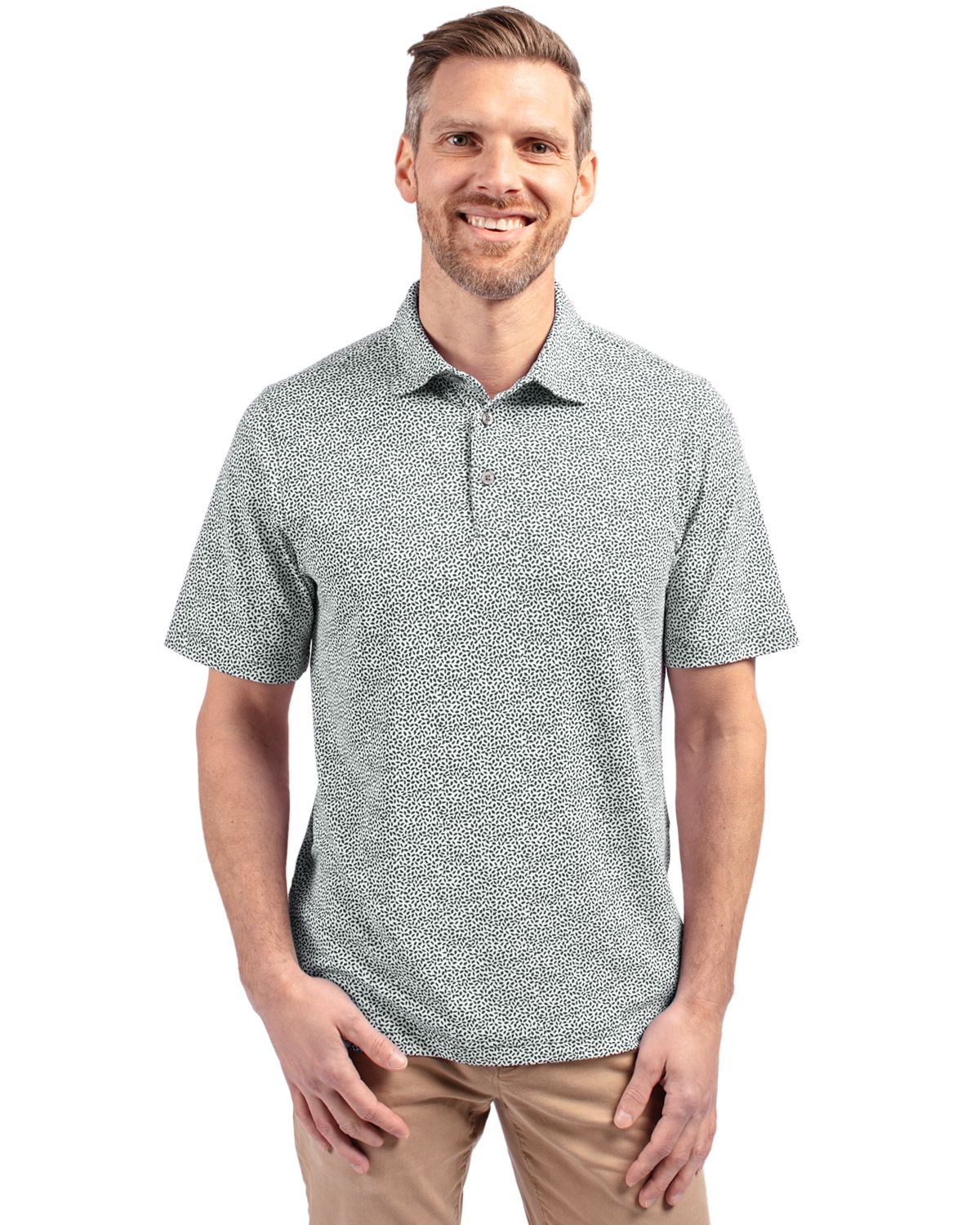 Cutter & Buck Virtue Recycled Botanical Print Featherlight Pique Mens  Polo 36