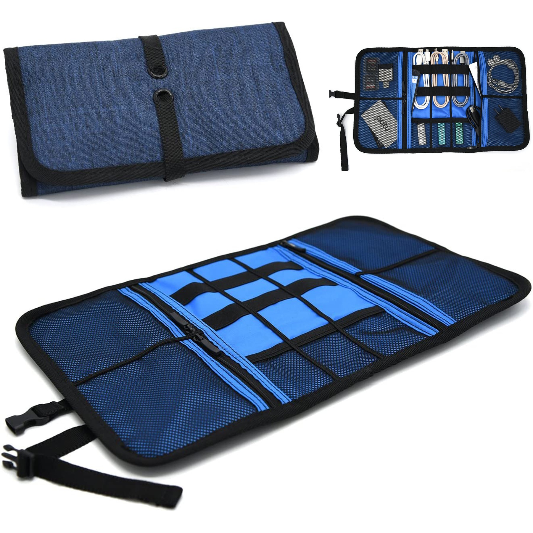 Roll Up Electronics Accessories Travel Gear Organizer Case 2
