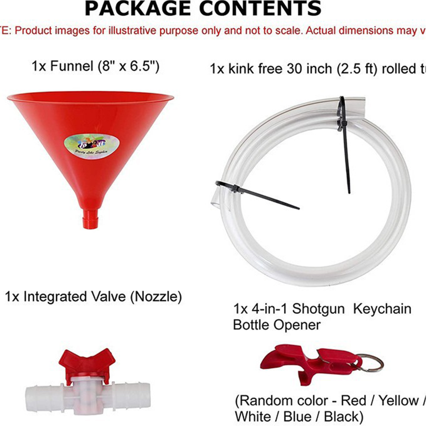 Beer Bong Funnel Bottle Opener Set w/ Valve 7