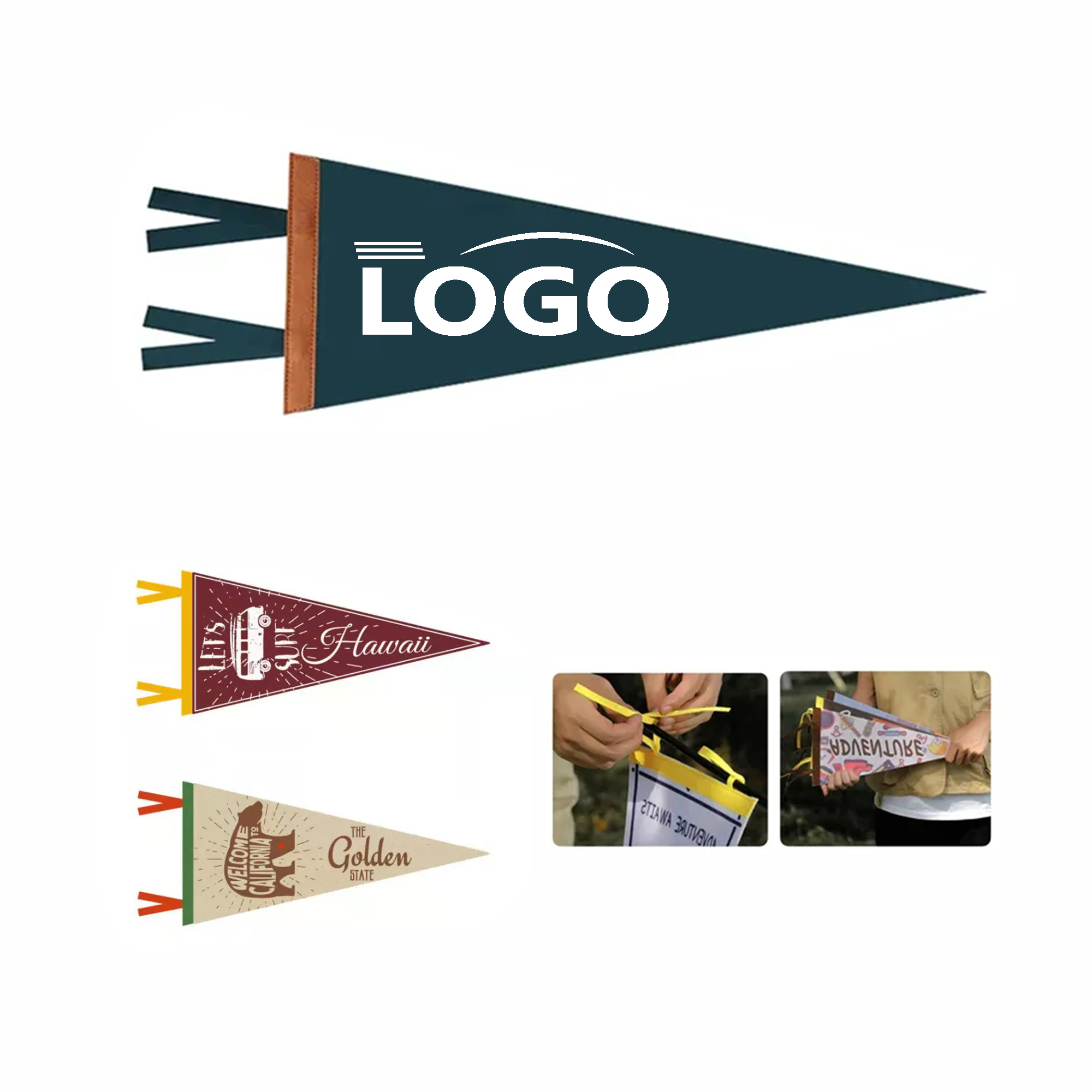 Customized Felt Triangular Flag MOQ 10pcs 2