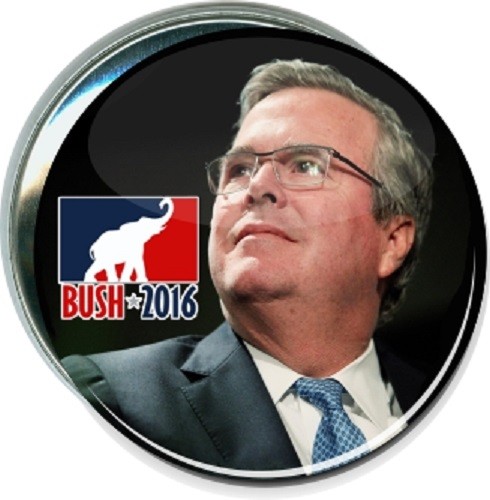 Jeb Bush 2016, Republican Elephant, Political Button