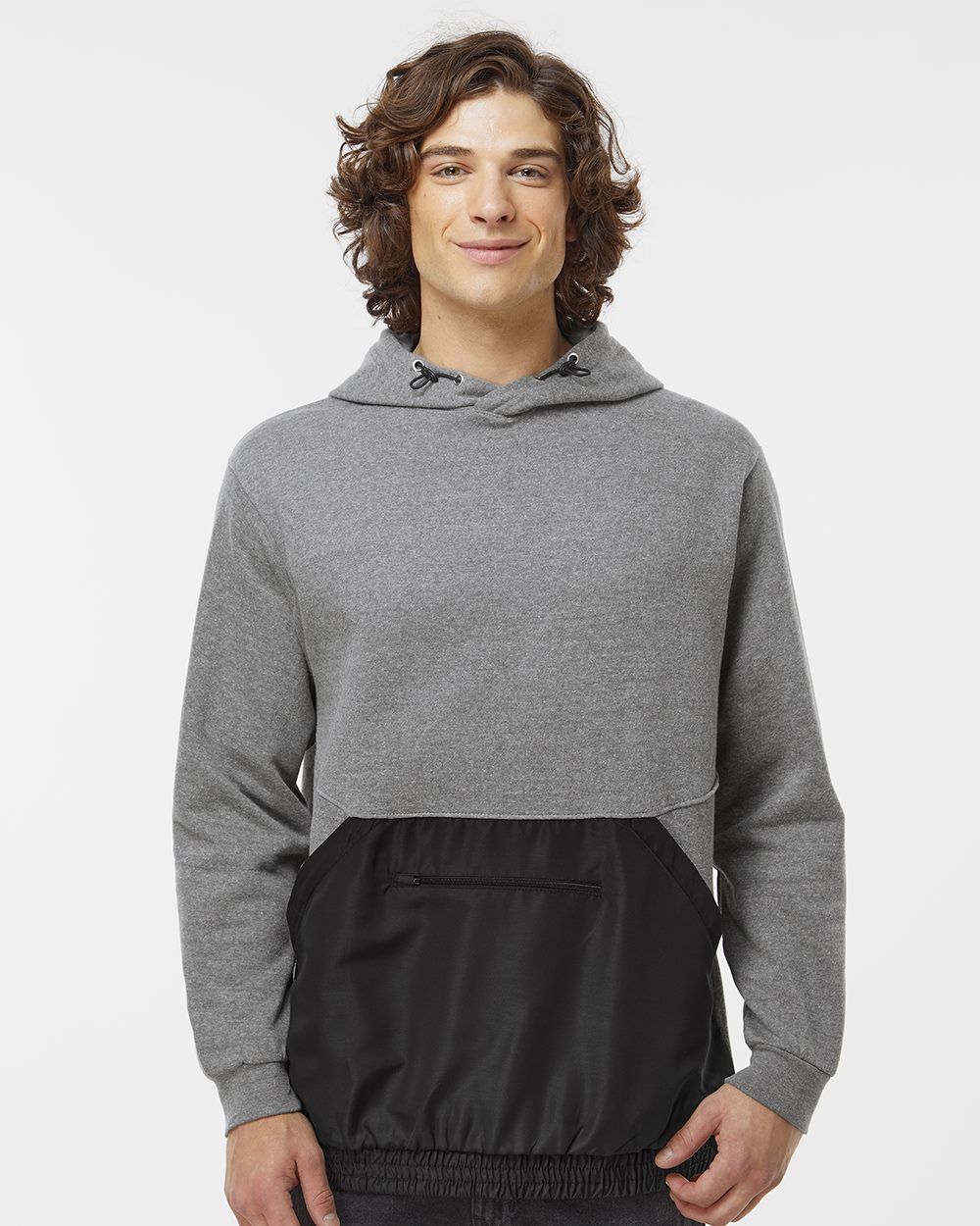 Unisex Mixed Media Hooded Sweatshirt - 23112 19