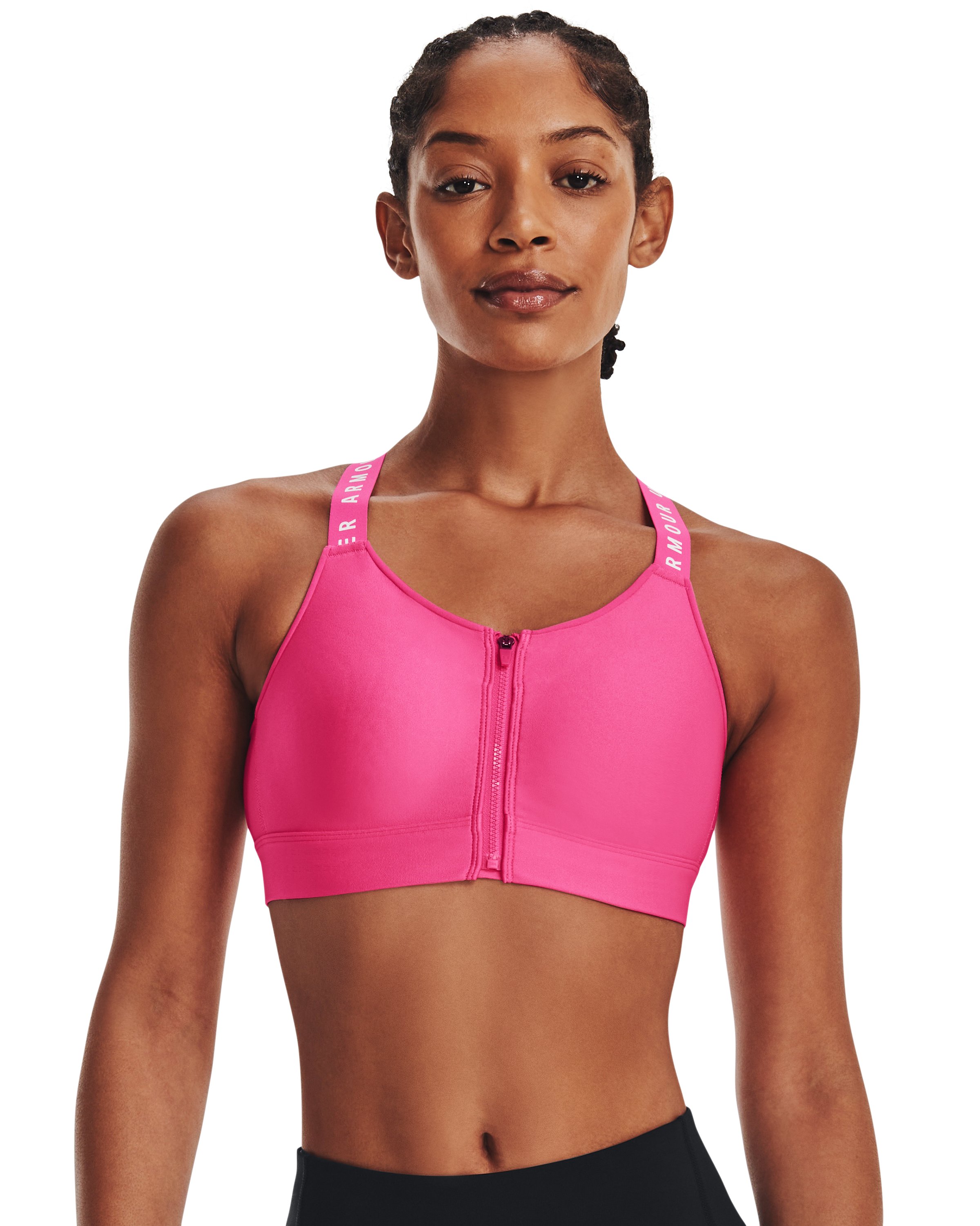 UA Infinity High Zip Women's Sports Bra, custom athletic wear with logo imprint 10