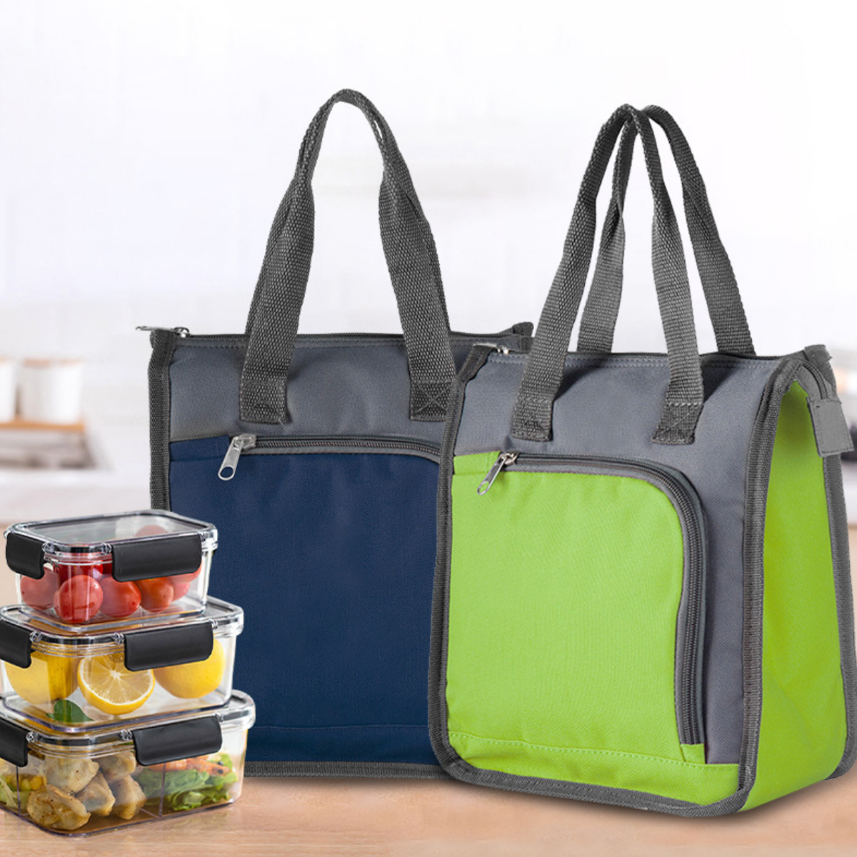 Portable Insulated Lunch Cooler Bag with Front & Mesh Pocket 3