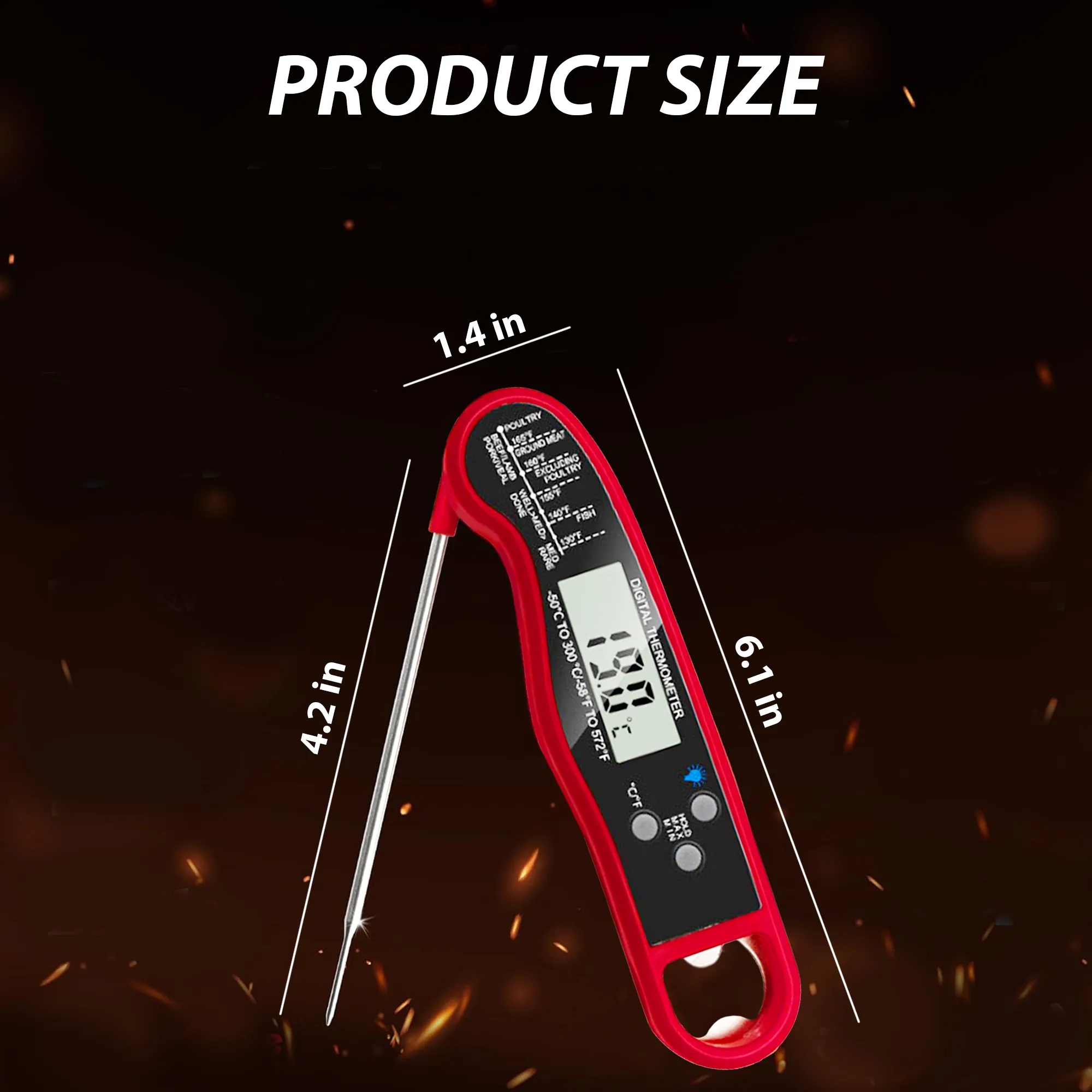 Foldable Digital Meat Thermometer With LCD Display 2