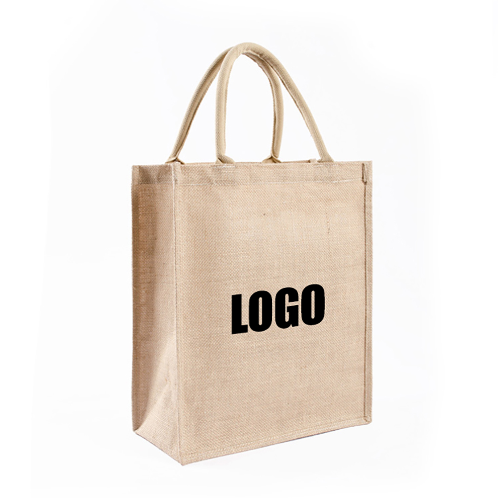 Reusable Jute Tote Bag 12.2" L x 15.35" W x 5.9" D 2