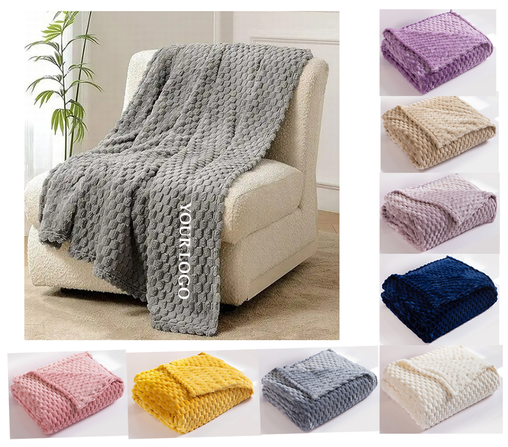 Pineapple Dot Jacquard Embossed Flannel Blanket 1