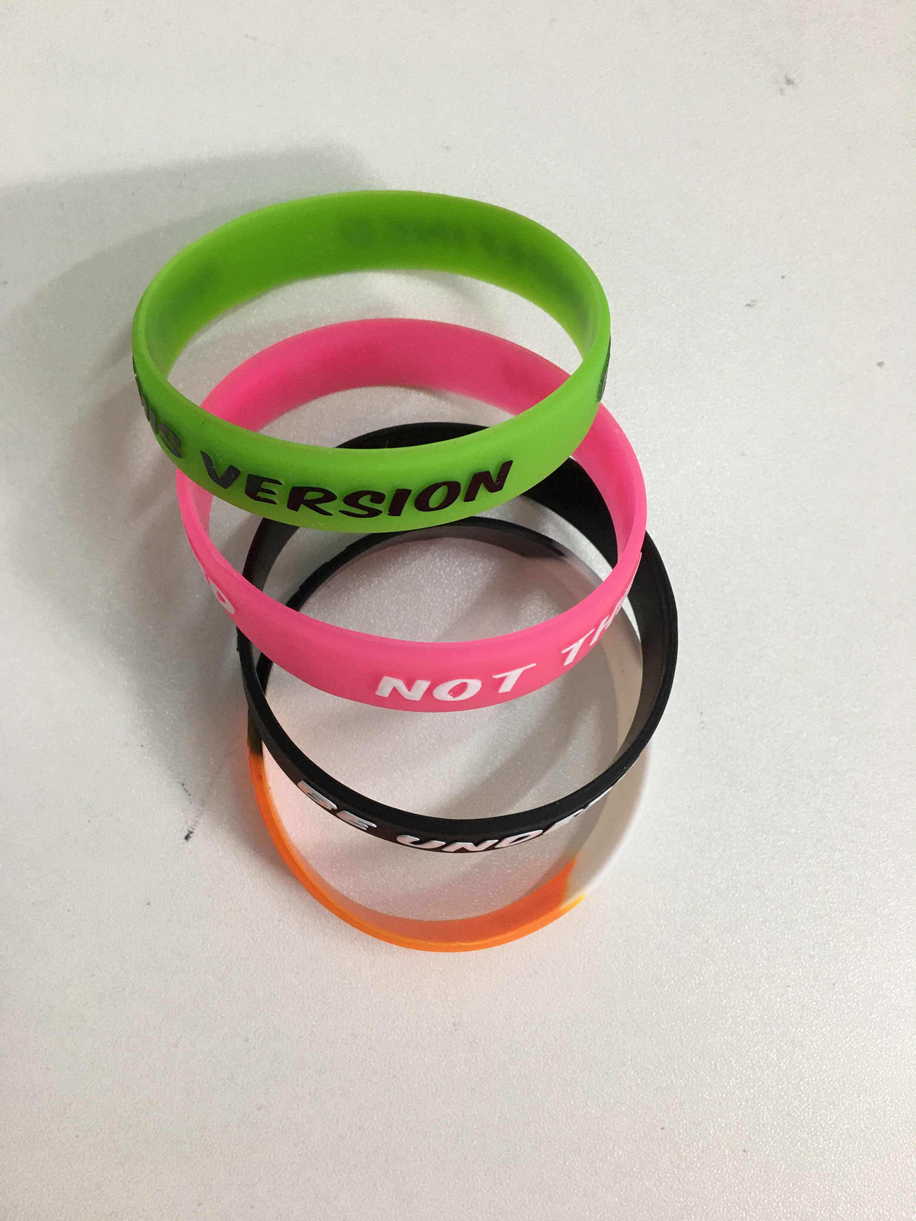 1 1/2 Inch Embossed/Color Silicone Wristband 2