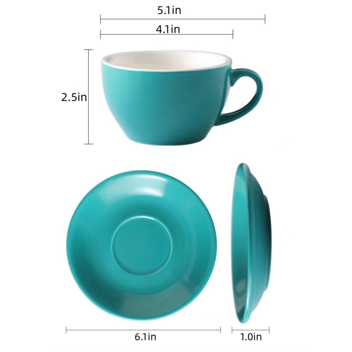 8.4 Oz Ceramic Coffee Cup with Saucer 5