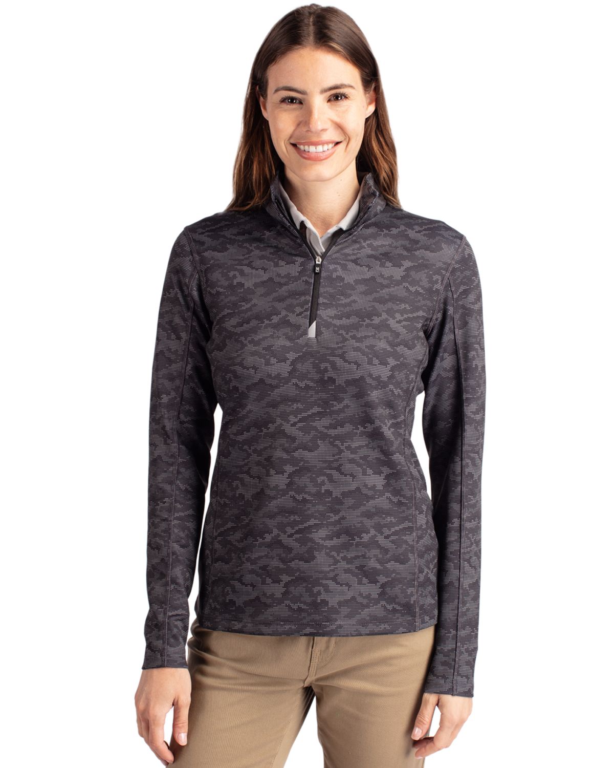 Traverse Stretch Eco Camo Print Quarter Zip Womens Pullover