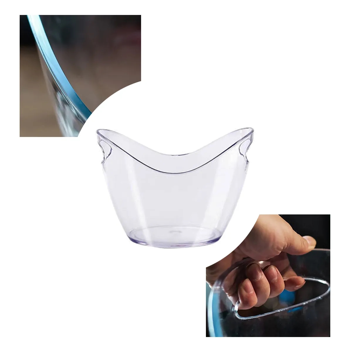 9L Clear Acrylic Ice Bucket with Handles 3