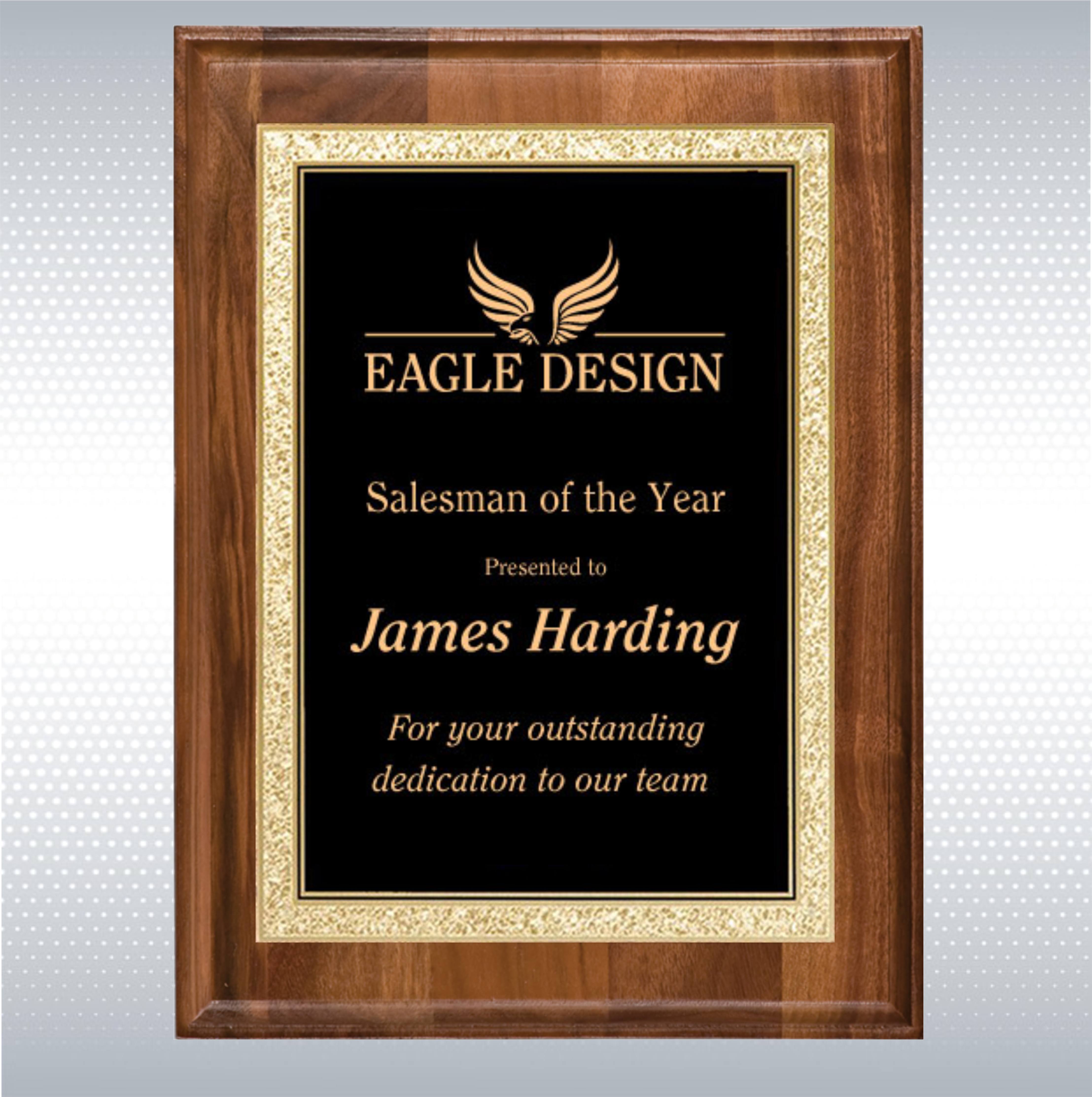 Walnut Rectangle Plaque w/Black Brass Engraving Plate (7" x 9") 7