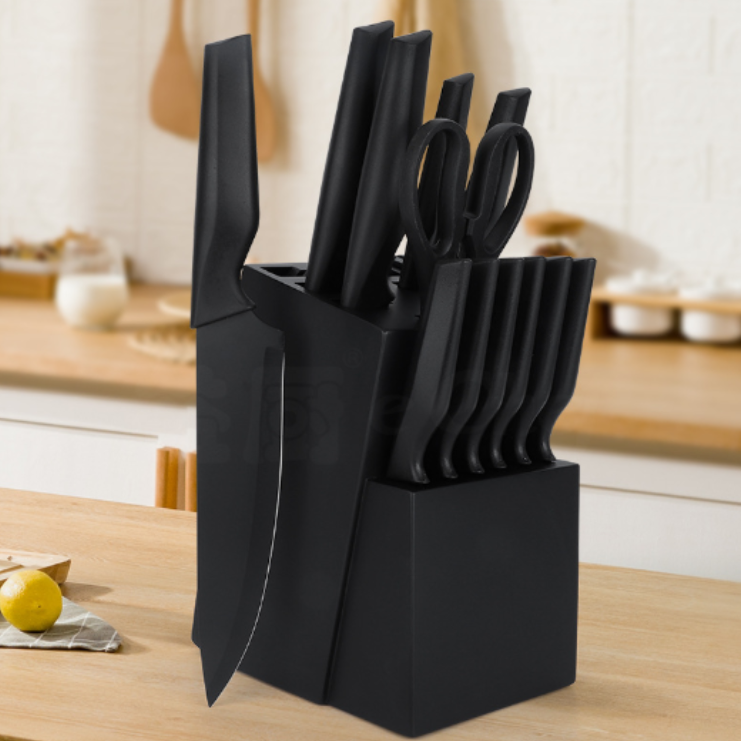 Kitchen Knife Set w/ Wooden Holder 4