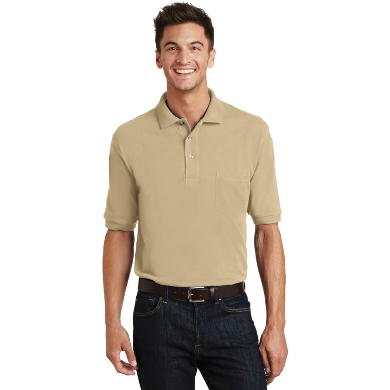 Port Authority Heavyweight Cotton Pique Polo With Pocket. 5