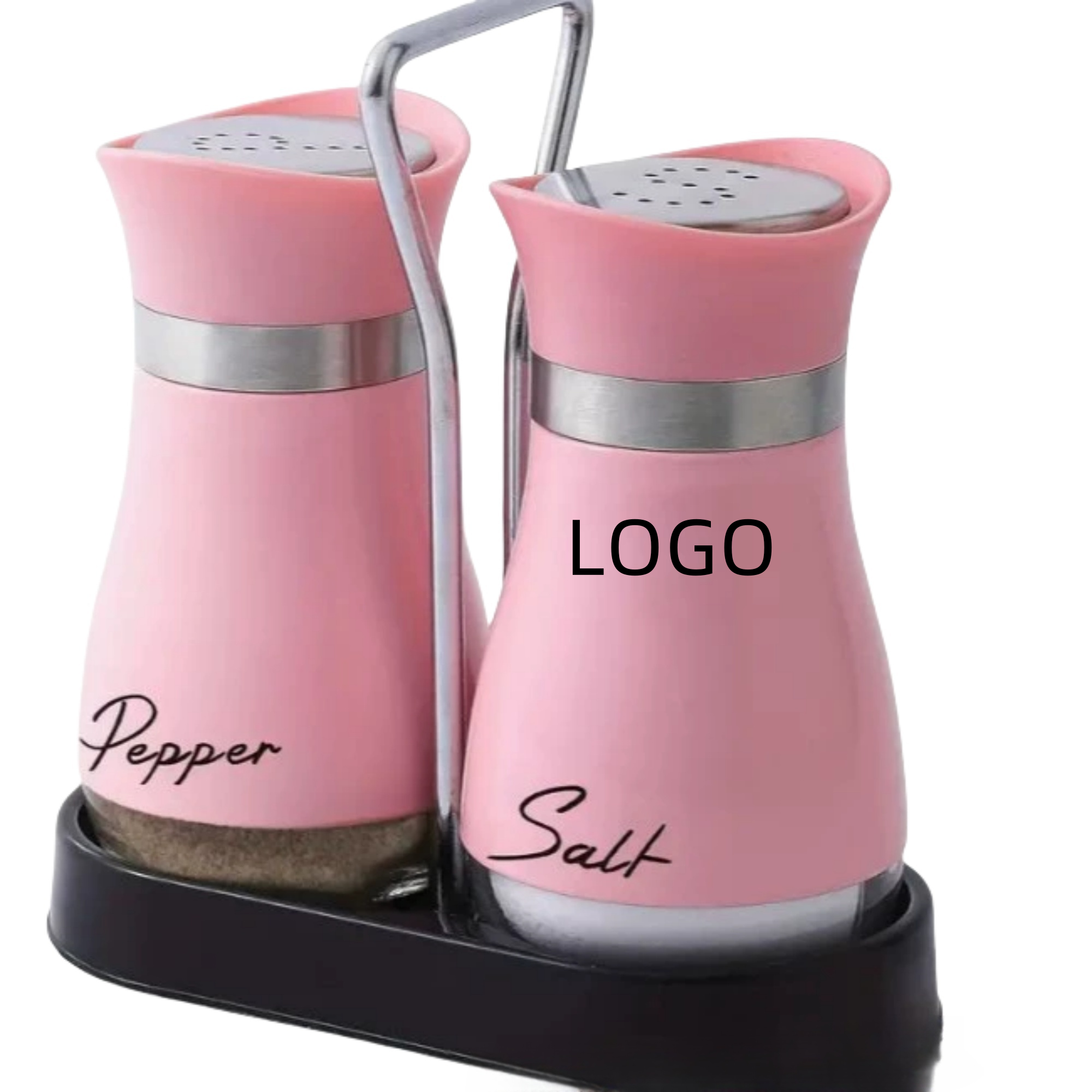 Stainless Steel Glass Spice Jar Salt And Pepper Shakers Set 6