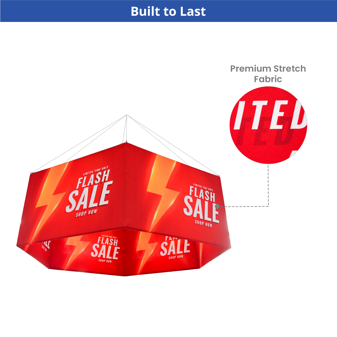 Skytube Hexagon Hanging Sign (10' x 5') Single Sided - Graphic & Hardware Combo 8