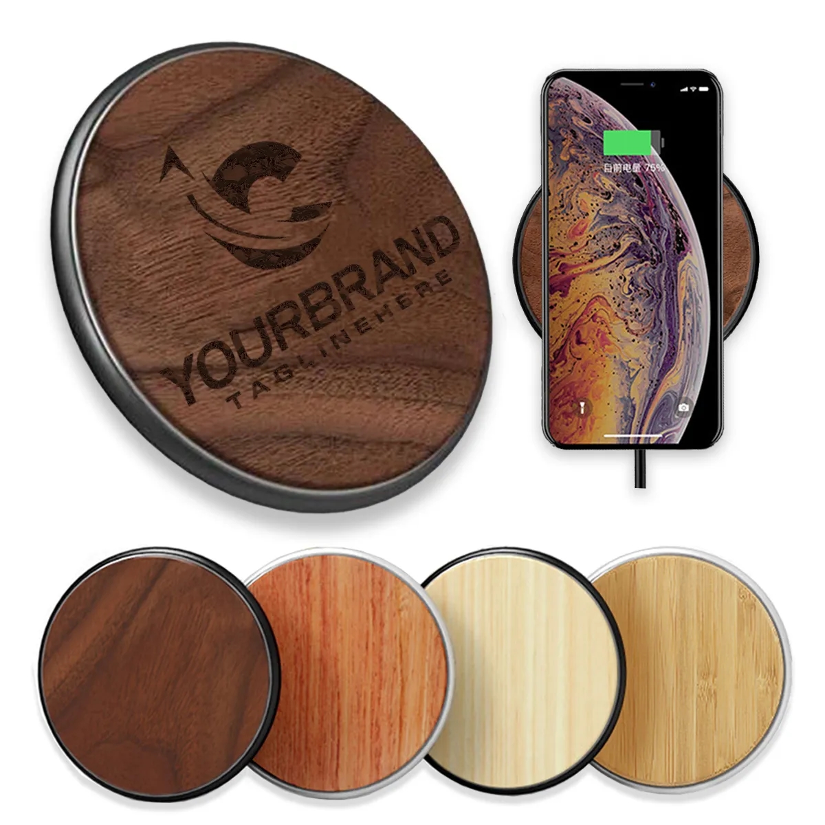 15W Fast Solid Wooden Wireless Inductive Charger Station 1