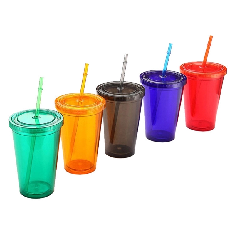 16 Oz. Acrylic Double Wall Drink Cup with Straw 2