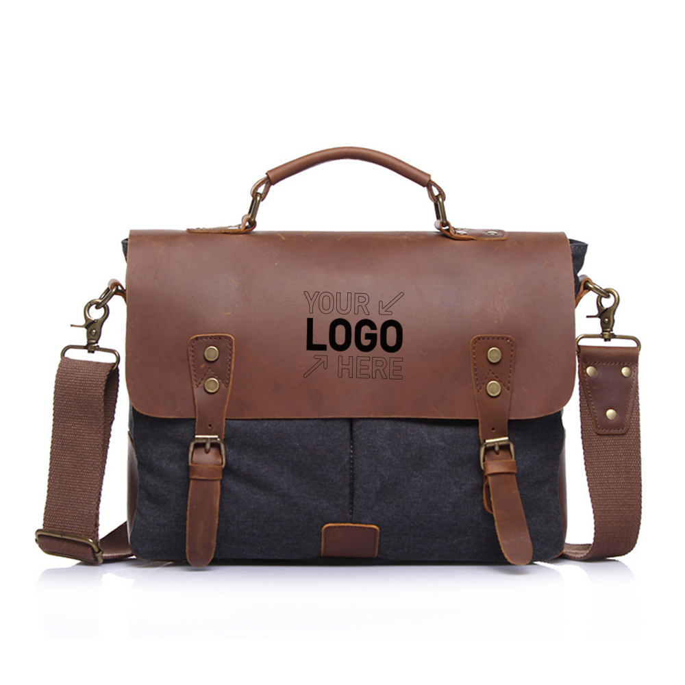 Genuine Leather Canvas Vintage Shoulder Bag 9