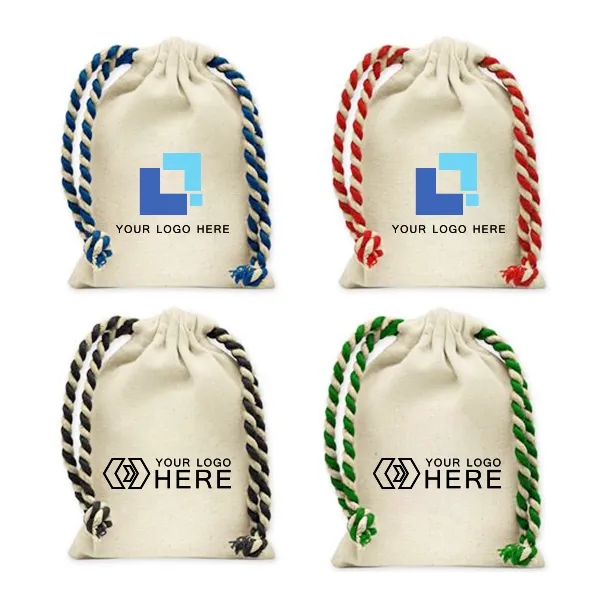 Handy Canvas Drawstring Tote With Colored Rope 1