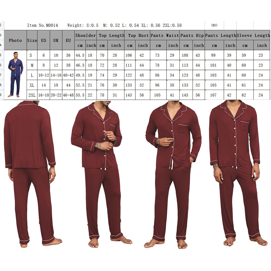 Modal Pajamas Two-Piece Soft PJs Sets For Men 3