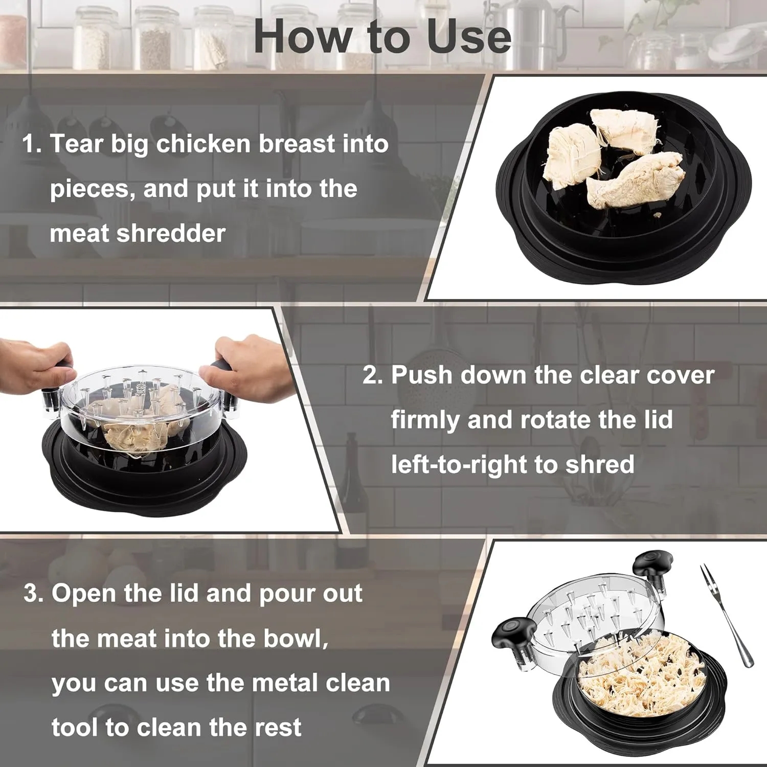 Handle Chicken Breast Shredder Tool 4