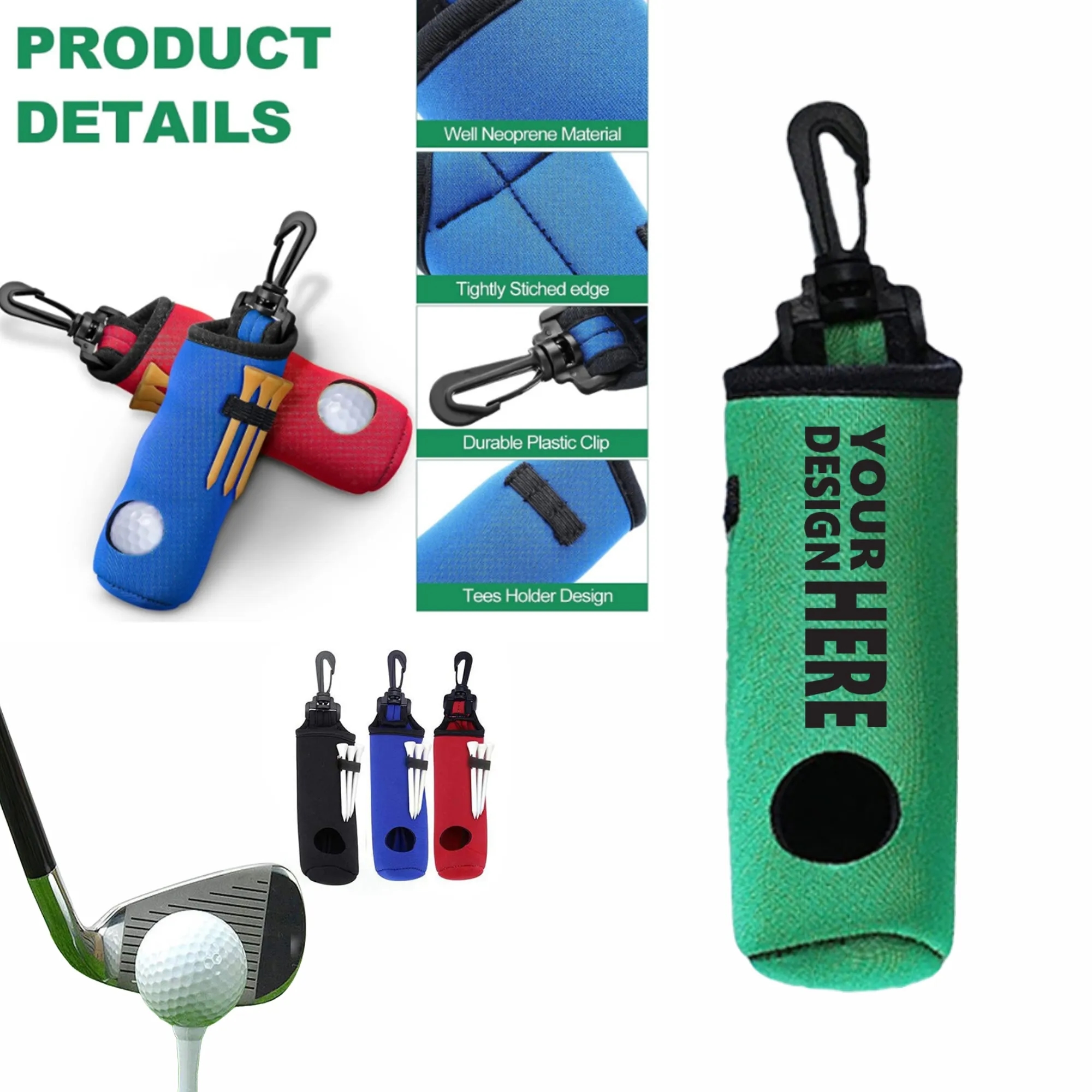Waterproof Compact Golf Ball Waist Pouch Carabiner