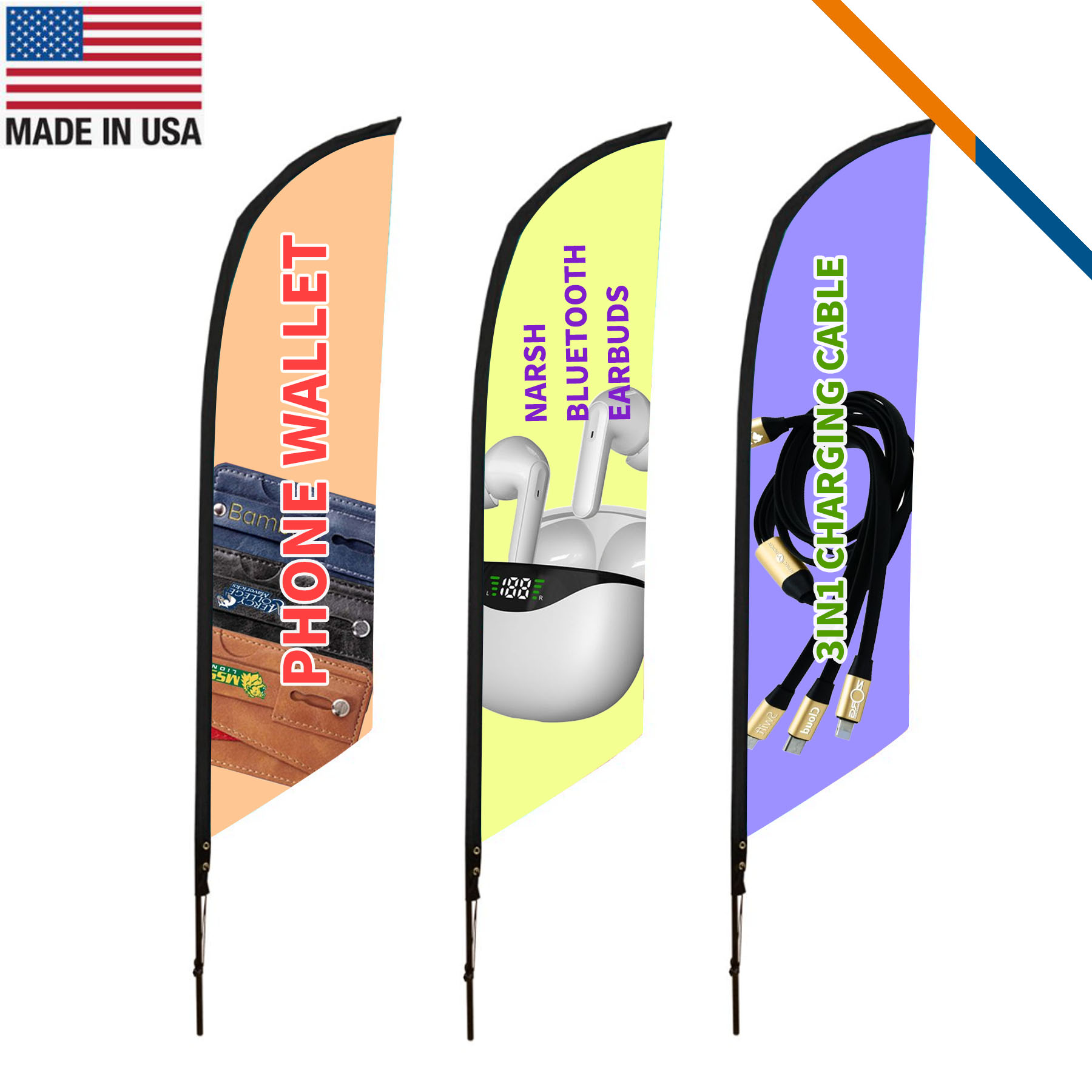 10' Vemcy Single-Sided Angle Flag 1