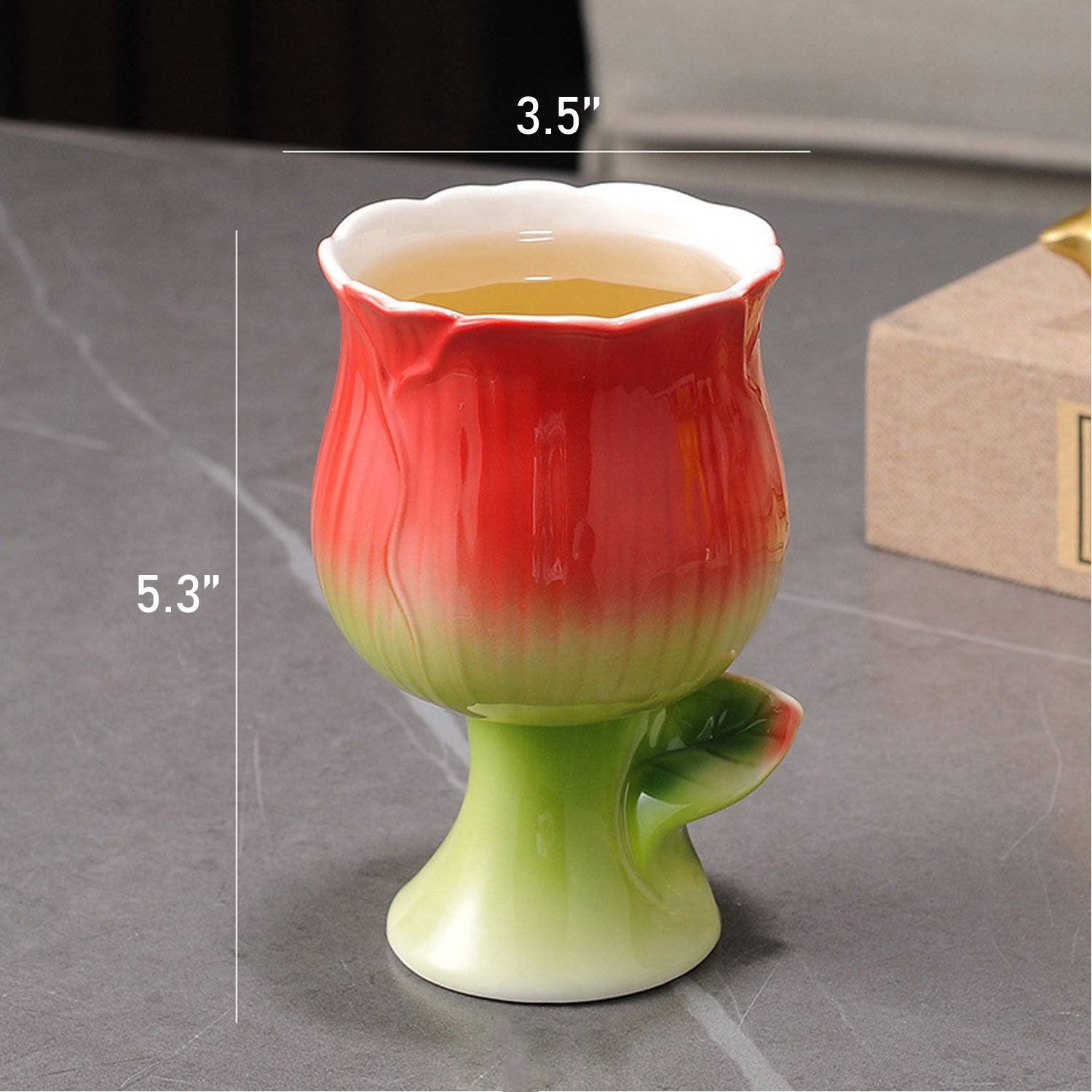 Flower Vintage Wine Goblet Ceremic Glasses 4