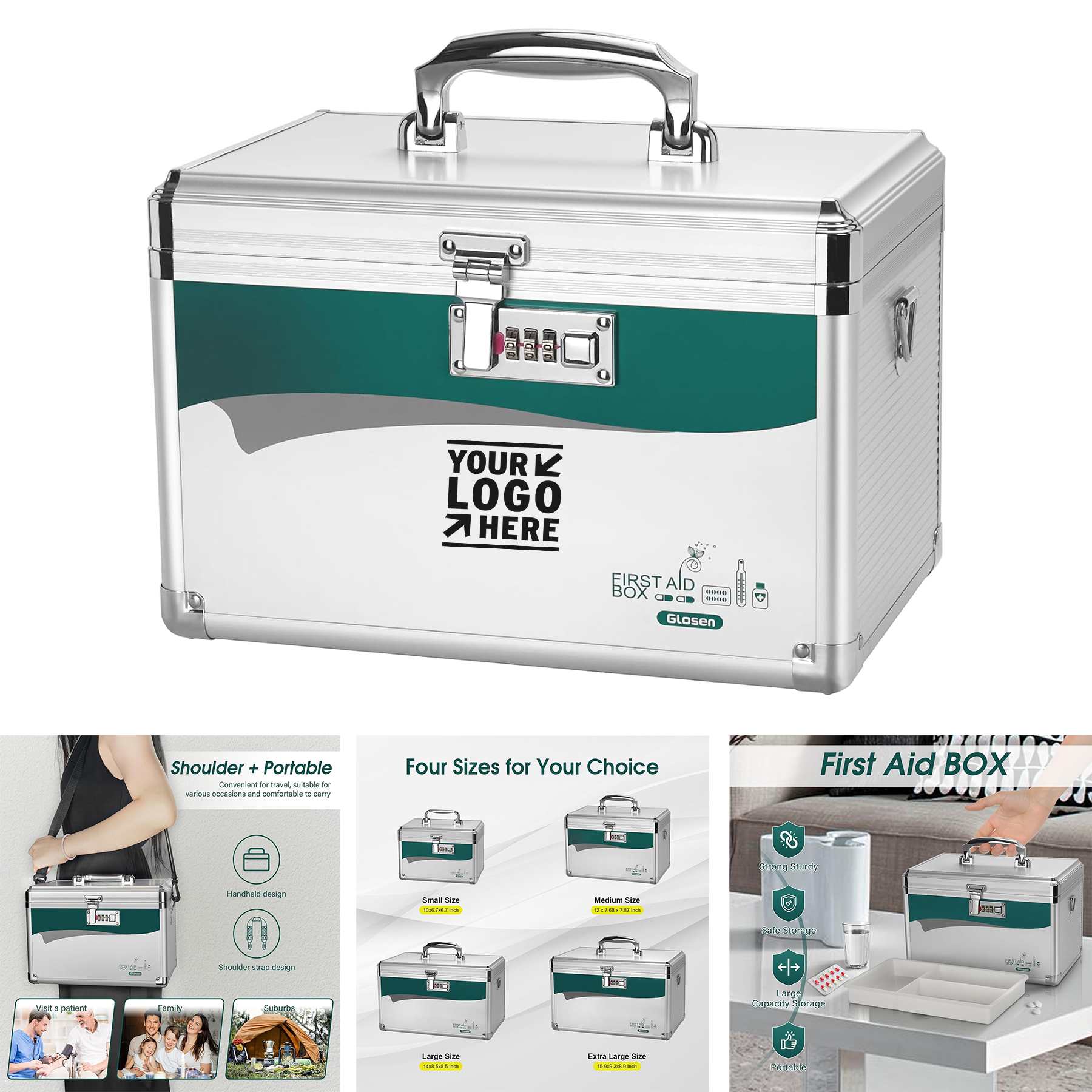 12 x 7.68 x 7.87 Inch Medication Organizer Medicine Lock Box with Combination Safe Lock