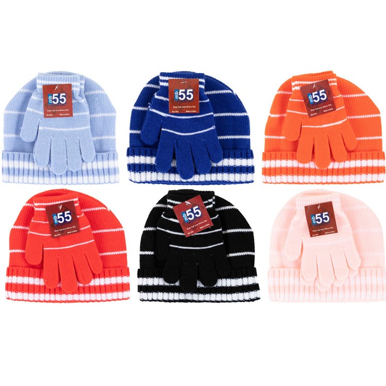 Kids' Knit Hat & Glove Sets - Assorted Stripes 3
